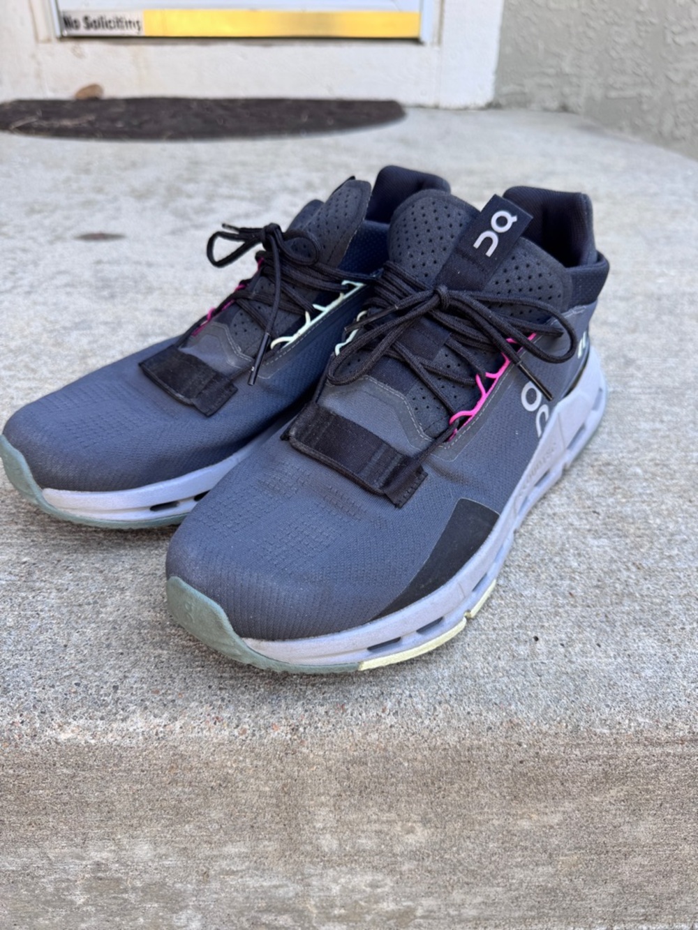 On Running Black Running Shoes with Pink Logo Accent